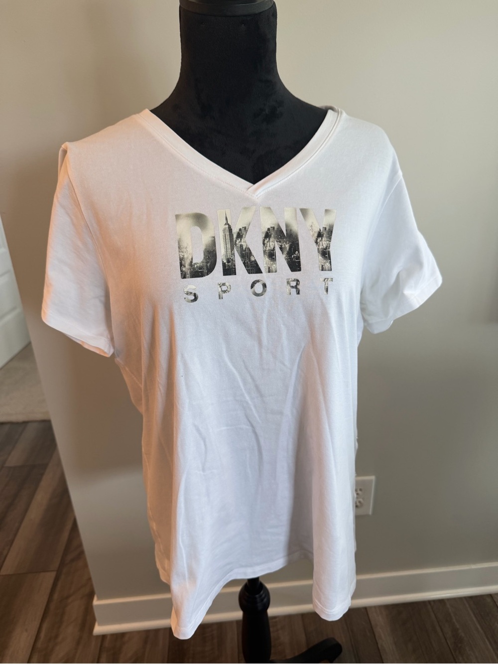 Women's White V-Neck Logo Tee

#140